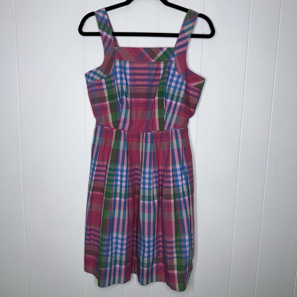 J.Crew Women’s Cotton Poplin Apron Dress Pink Plaid Sleeveless Size 6